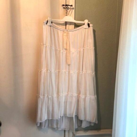 See by Chloe Tiered cotton and silk blend crepon midi white size 12 - Picture 2 of 7